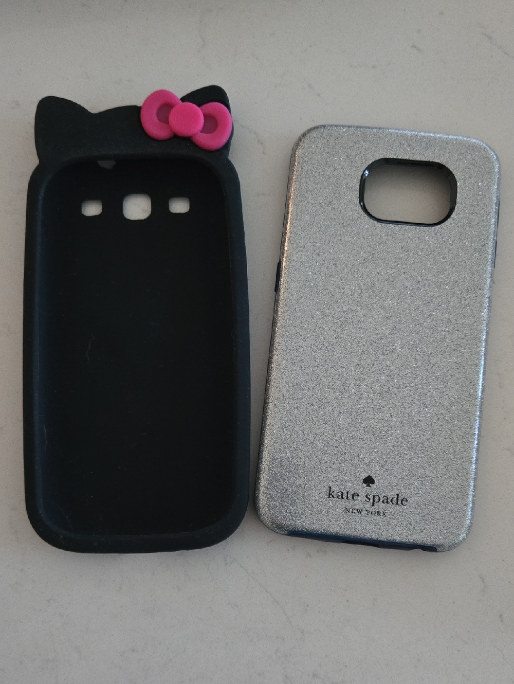 Never Used Kate Spade Silver Glitter Hard Phone Case  Hello Kitty Silicone Case